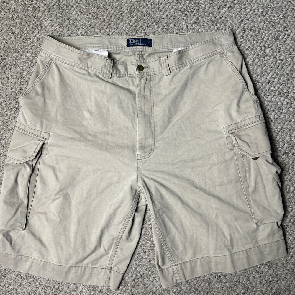 Vintage Polo Ralph Lauren Cargo Shorts Men’s Size 40  Chino Khaki Y2K Flat Front